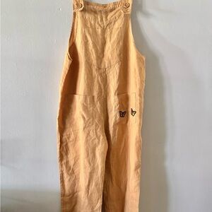 MATE The Label Maya‎ Linen Overalls Jumper Jumpsuit Apricot Peach Size M